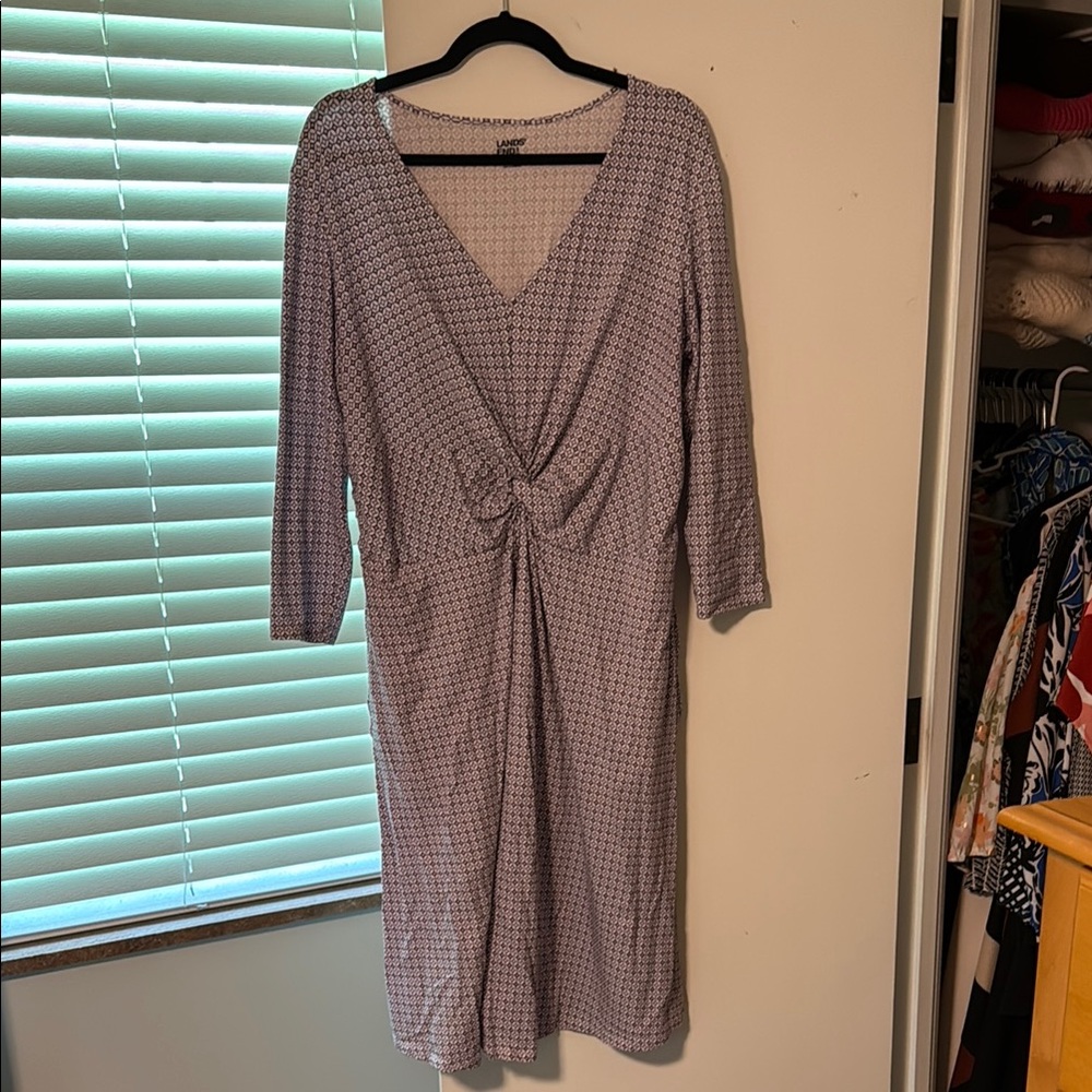 Lands' End V-Neck Patterned Dress
